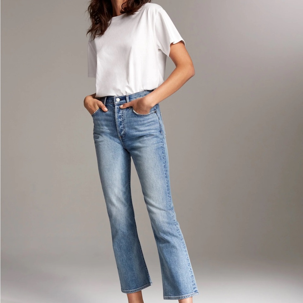 Denim Forum the Bailey high-rise crop flare jeans
